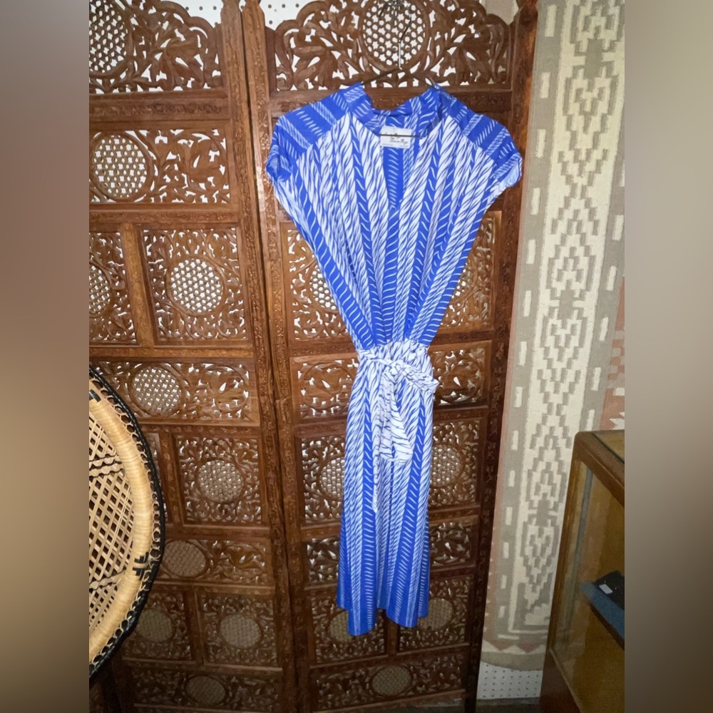 Vintage Lady Page Susan Page Blue & White Dress - 20” waist